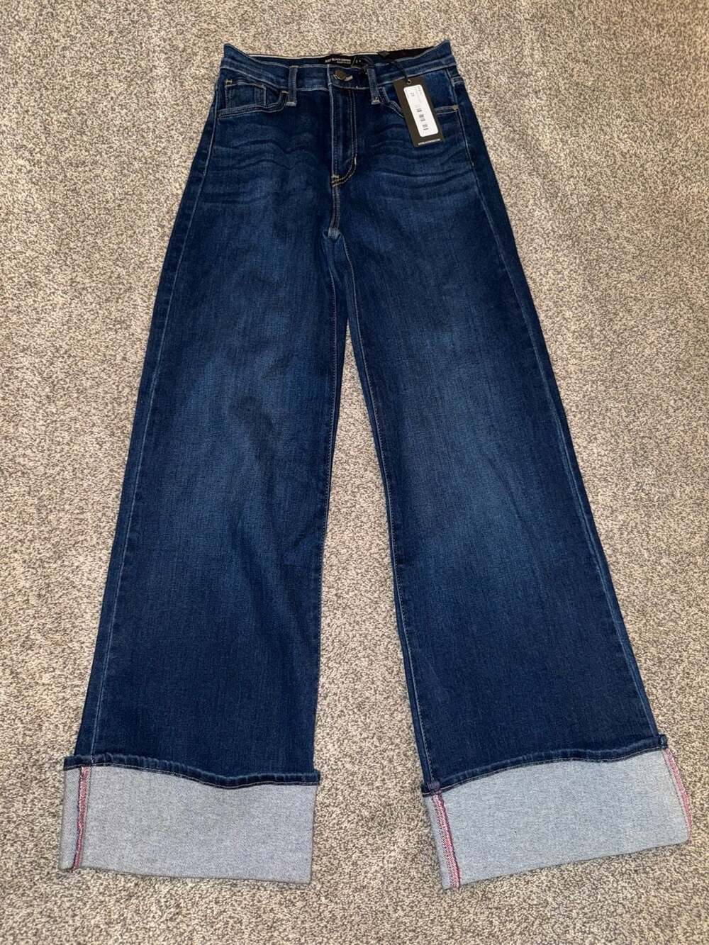 Just Black Denim Wide Leg Cuffed Jeans Size 25 Blue
